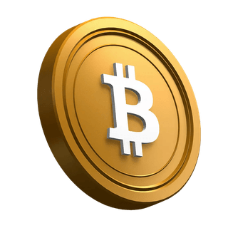 Pièce Bitcoin (BTC) en position inclinée au sein du design de la section hero